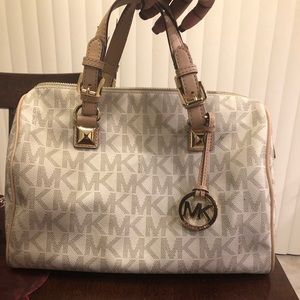 Michael Kors Satchel - tan and white
